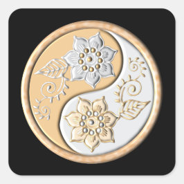 Adesivo Quadrado Ouro & Prata Yin Yang