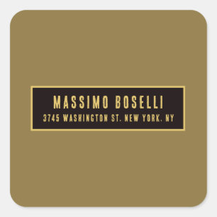 Adesivo Quadrado Ouro & Preto Minimalista Profissional Moderno