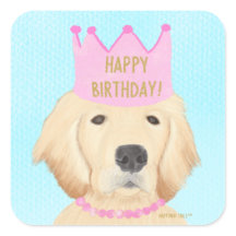 Ouro Retriever Princess Birthday Sticker