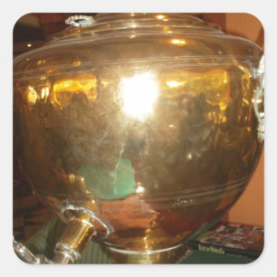 Adesivo Quadrado Ouro Vintage Tea Pote Wall Art & Impressão