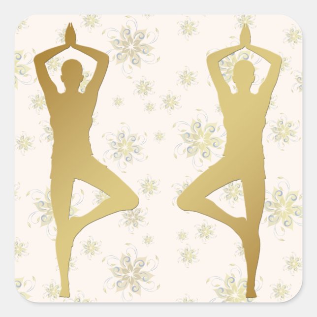 Adesivo Quadrado Ouro Yoga Meditation Sticker (Frente)