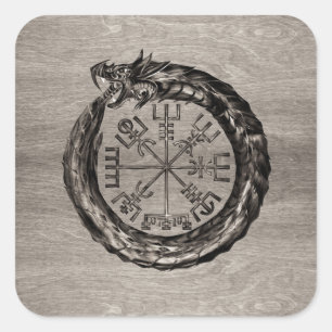 Adesivo Quadrado Ouroboros com Vegvisir