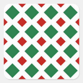Adesivo Quadrado Ouros Verdes e Vermelhos em Branco