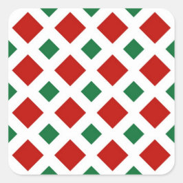 Adesivo Quadrado Ouros Vermelhos e Verdes em Branco