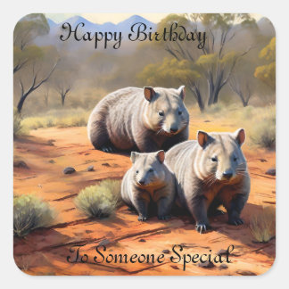 Adesivo Quadrado Outback Trio: Wombat Wanderers,