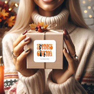 Adesivo Quadrado outono de Ação de Graças do Grafite Branco Moderno