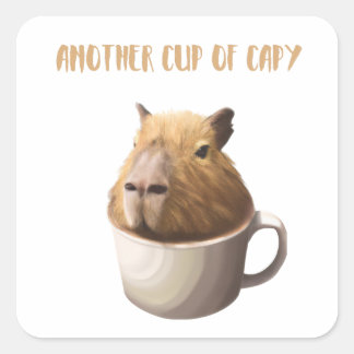 Adesivo Quadrado Outra Taça de Capy com a Capybara Cute