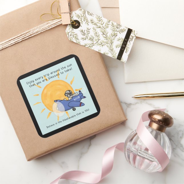 Adesivo Quadrado Outra Viagem Ao Redor Do Sol (Presentear)