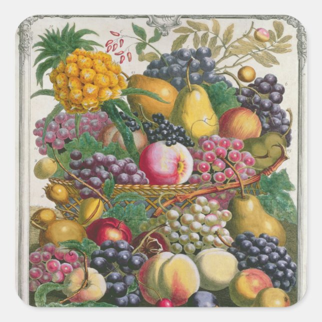 Adesivo Quadrado Outubro, de doze meses de Fruta (Frente)