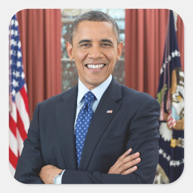 Adesivo Quadrado Oval Office Portrait, Obama Barack Presidente dos  (Frente)