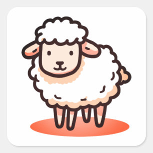 Adesivo Quadrado Ovelha, Lamb, Cartoon