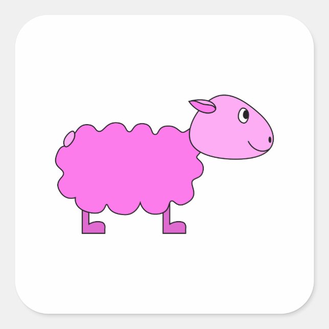 Adesivo Quadrado Ovelha Rosa. (Frente)