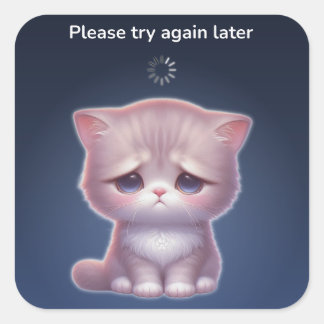 Adesivo Quadrado Overthinking Cat Sticker – Cute Mood