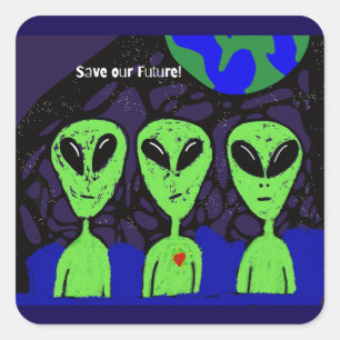 Adesivo Quadrado OVNI Martian do espaço alienígena
