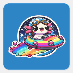 Adesivo Quadrado OVNI Rainbow Axolotl