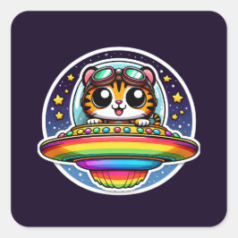 Adesivo Quadrado OVNI Rainbow Tiger