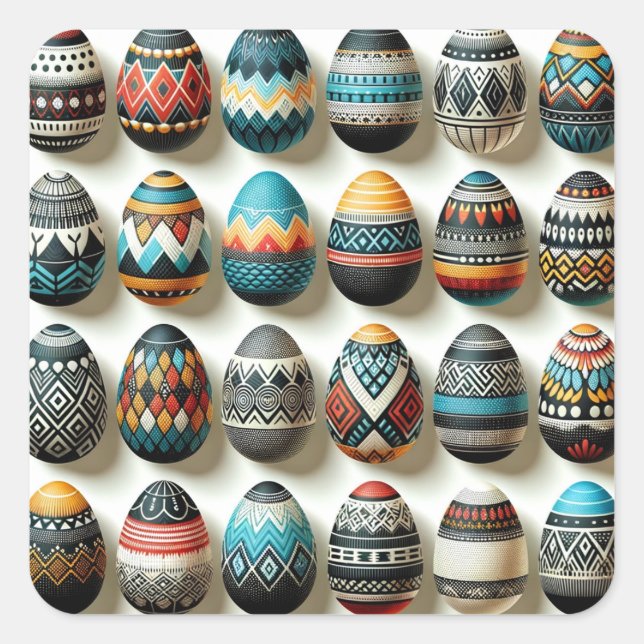 Adesivo Quadrado Ovo de Páscoa Colorido (Frente)