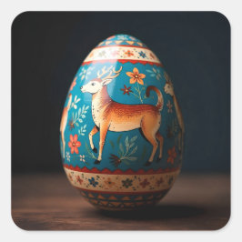 Adesivo Quadrado Ovo de Páscoa de Rena