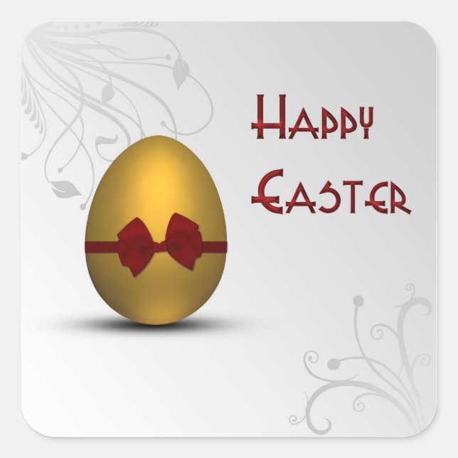 Adesivo Quadrado Ovo de Páscoa do ouro com Padrão de espiral de Arc (Frente)