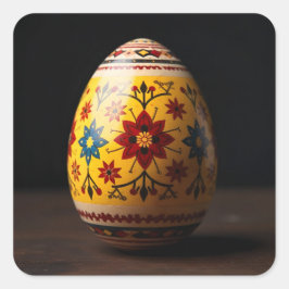 Adesivo Quadrado Ovo de Páscoa em Tapeçaria Amarela