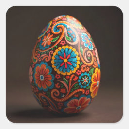 Adesivo Quadrado Ovo de Páscoa Floral Tapeçaria