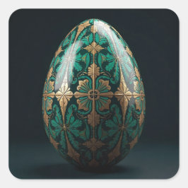Adesivo Quadrado Ovo de Páscoa verde vibrante e viçoso
