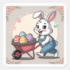 Adesivo Quadrado Ovos de coelho da Páscoa e Barras de Rodas