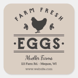 Adesivo Quadrado Ovos Frescos de Fazenda Personalizados