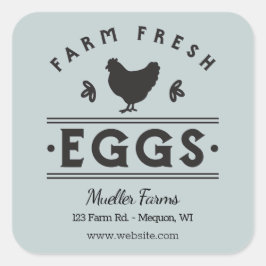 Adesivo Quadrado Ovos Frescos de Fazenda Personalizados da Casa da 