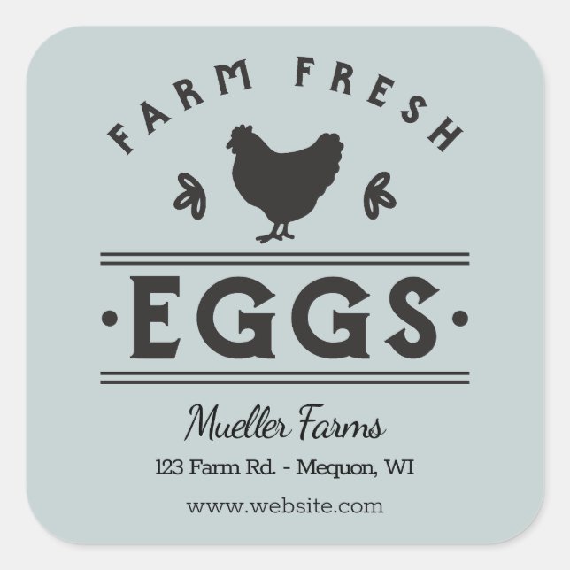 Adesivo Quadrado Ovos Frescos de Fazenda Personalizados da Casa da  (Frente)