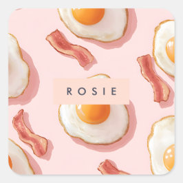 Adesivo Quadrado Ovos Pintados Personalizados e Padrões de Bacon