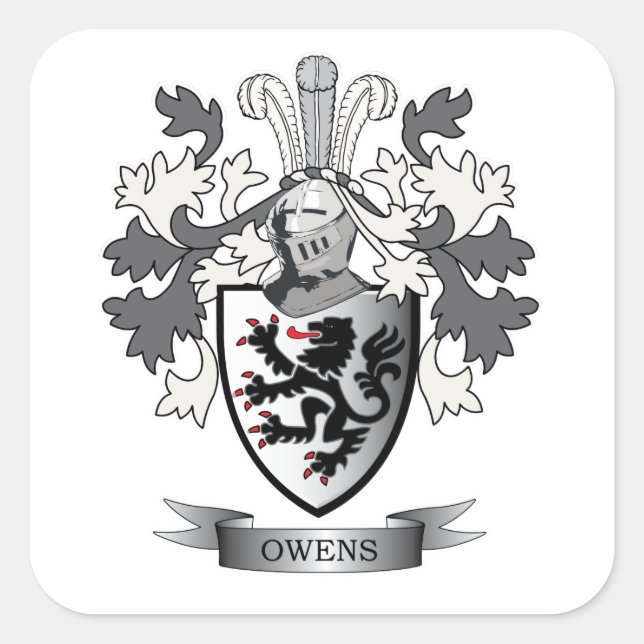 Adesivo Quadrado Owens Family Crest Casaco de Armas (Frente)