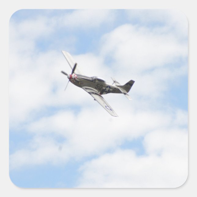 Adesivo Quadrado P51 Mustang em Voo (Frente)