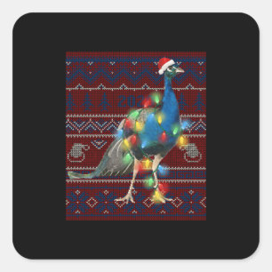 Adesivo Quadrado Pacock Christmas Lights Ugly Sweater Goat Lover