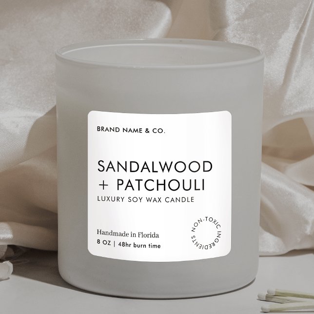 Adesivo Quadrado Pacote de Velas Simples Minimalista Moderno (Featuring a simple design with trendy fonts, these labels can suit any type r product)