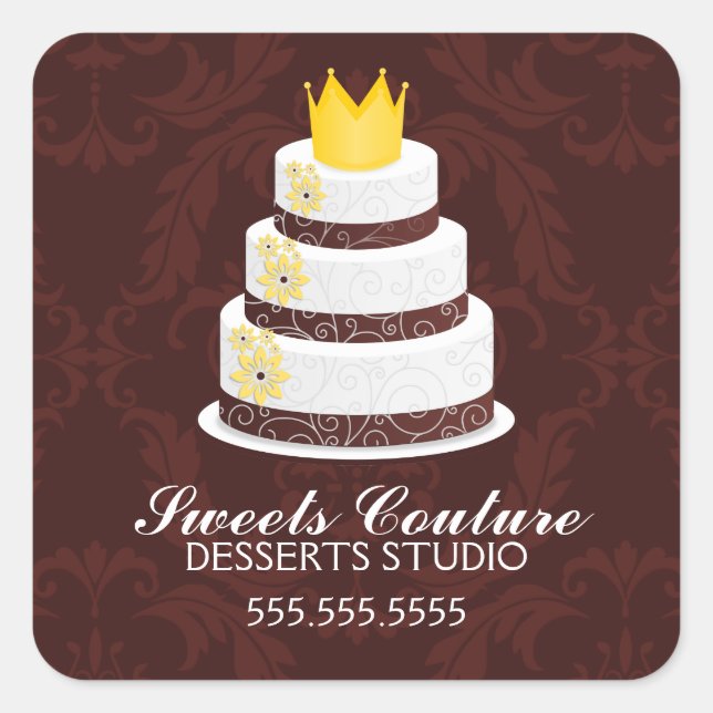 Adesivo Quadrado Padaria de Couture Cakes (Frente)