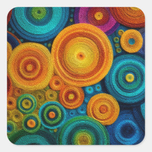 Adesivo Quadrado Padrão Abstrato Espiral Colorido Redemoinho Geomét