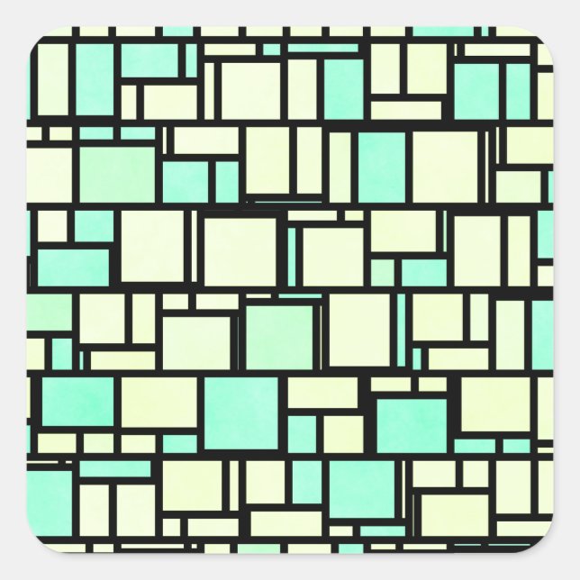 Adesivo Quadrado Padrão amarelo verde geométrico (Frente)