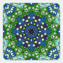 Padrão Azul Verde-Mosaico Mandala Retro