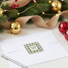 Adesivo Quadrado Padrão Botânico de Inverno em Aquarela