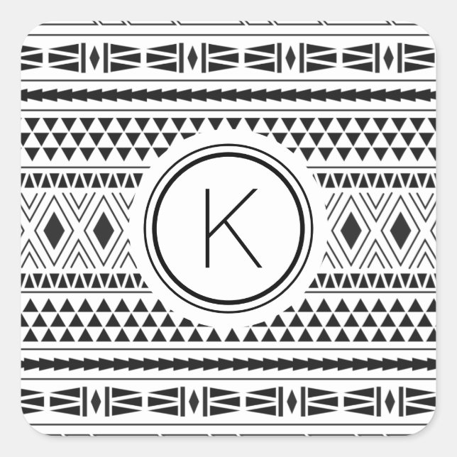 Adesivo Quadrado Padrão branco preto (Frente)