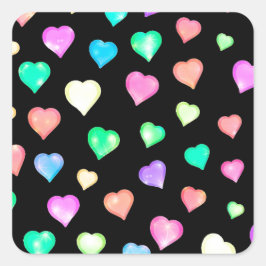 Adesivo Quadrado Padrão Cardíaco Colorido Moderno