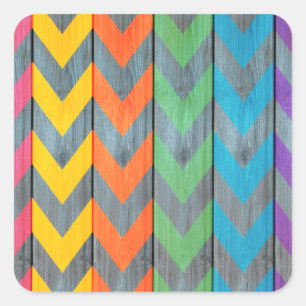 Adesivo Quadrado Padrão Chevron na textura de madeira por Shirley
