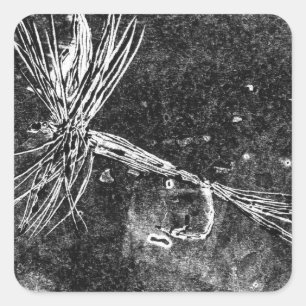 Adesivo Quadrado Padrão clássico de moscas secas para a pesca de 