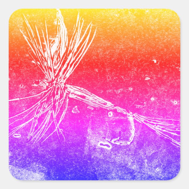 Adesivo Quadrado Padrão clássico de moscas secas para a pesca de tr (Frente)