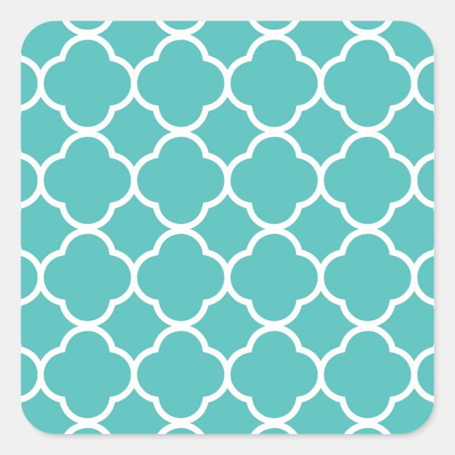 Adesivo Quadrado Padrão Clássico do Teal Marroquino (Frente)