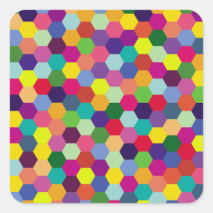 Adesivo Quadrado Padrão Colorido Moderno - hipster primavera de Mod