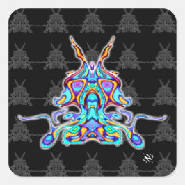 Adesivo Quadrado Padrão colorido (pareidólia) - Papagaio espacial v