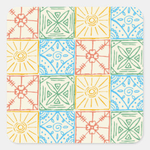 Adesivo Quadrado Padrão contínuo de azulejo colorido estilo Amalfi