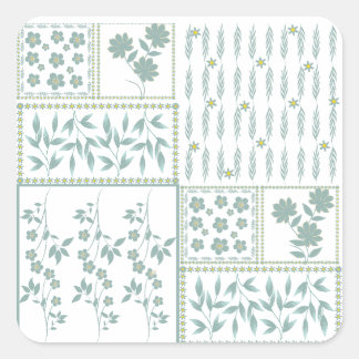 Adesivo Quadrado Padrão contínuo floral repetitivo texturizado